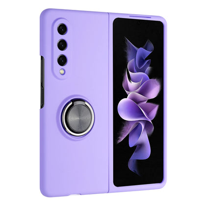 For Samsung Galaxy Z Fold 4 5G Hybrid 360 Rotatable Metal Invisible Ring Stand Holder Fit Magnetic Car Mount Shockproof  Phone Case Cover