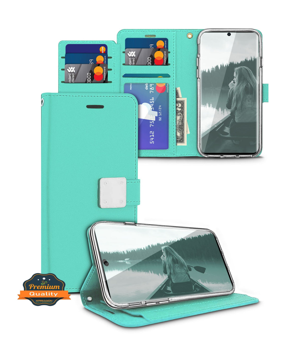 For Samsung Galaxy S20 FE /Fan Edition luxurious PU leather Wallet 6 Card Slots folio with Wrist Strap & Stand Pouch Flip  Phone Case Cover