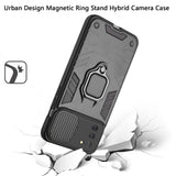 For Samsung Galaxy A02S Kickstand Hybrid with Slide Camera Protector, Built-in 360° Rotate Ring Stand Magnetic PC & TPU Bumper  Phone Case Cover