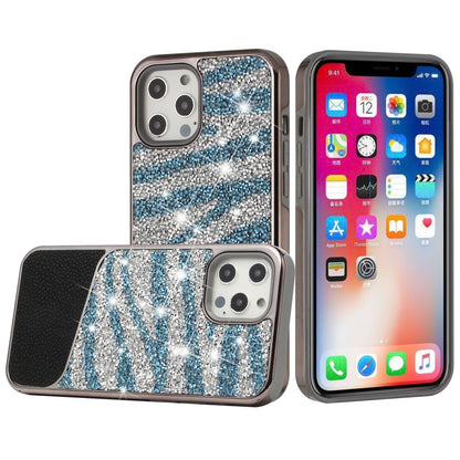 For Apple iPhone 12 Pro Max (6.7") Bling Animal Skin Design Glitter Hybrid Thick TPU Shiny Protective Rubber Frame  Phone Case Cover