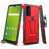 For Cricket Debut Hybrid Armor Kickstand with Swivel Belt Clip Holster Heavy Duty 3 in 1 Defender Shockproof Rugged  Phone Case Cover