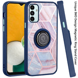 For Samsung Galaxy A13 5G Unique Marble Design with Magnetic Ring Kickstand Holder Hybrid Soft TPU Hard PC Shockproof Armor Bumper  Phone Case Cover