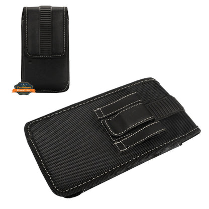 For Nokia C200 Rugged Canvas Cellphone Belt Clip Cover Holster Pouch Holder with Belt Loops Universal Vertical Carrying Case [Black]