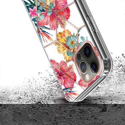 For Apple iPhone 14 (6.1") Fashion Art Floral IMD Design Beautiful Flower Pattern Hybrid Hard TPU Slim Back  Phone Case Cover