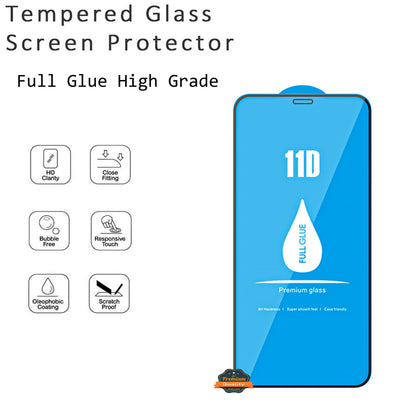 For Apple iPhone 14 Pro (6.1") Tempered Glass Screen Protector 11D Full Glue High Grade Alumina Tempered Glass Curved Screen Clear Screen Protector