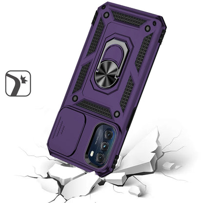 For Samsung Galaxy S22 Ultra Hybrid Case with Stand, Camera Lens Protection & 360° Rotate Ring, Shockproof, Soft Bumper Purple Phone Case Cover