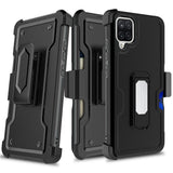 For Samsung Galaxy A12 5G Armor Belt Clip with Credit Card Holder, Holster, Kickstand Protective Full Body Heavy Duty Hybrid  Phone Case Cover