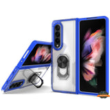 For Samsung Galaxy Z Fold 4 5G Transparent Hybrid Magnetic Ring Stand (work with Car Mount) Detachable Frame Bumper  Phone Case Cover