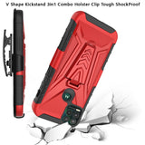 For OnePlus Nord N20 5G 3 in 1 Rugged Swivel Belt Clip Holster Heavy Duty Hybrid Armor Rubber TPU with Kickstand Stand Red Phone Case Cover