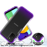 For Samsung Galaxy A03S Dual Layer Hybrid Clear Gradient Two Tone Transparent Shockproof TPU Hard PC Protective Frame  Phone Case Cover