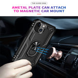 For Apple iPhone 13 /Mini Pro Max Military Grade Heavy Duty Armor Protection Hybrid with Rotating Metal Ring Kickstand Finger Loop Stand  Phone Case Cover