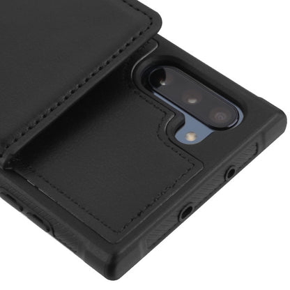 For Samsung Galaxy Note 10 (6.3) Credit Card Wallet Back Storage Invisible Pocket PU Leather Hard PC TPU Hybrid Black Phone Case Cover