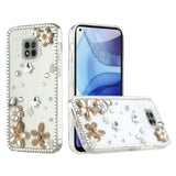 For Samsung Galaxy S21 Luxury Bling Clear Crystal 3D Full Diamonds Luxury Sparkle Rhinestone Hybrid Protective White Flower Butterfly Phone Case Cover