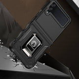 For Samsung Galaxy Z Flip 3 5G Hybrid with Magnetic Ring Holder Stand Kickstand Heavy Duty Rugged Drop Silicone Shockproof  Phone Case Cover