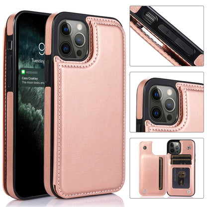 For Apple iPhone 14 Pro (6.1") Luxury Wallet PU Leather [Two Magnetic Clasp] [Card Slots] Stand Back Storage Flip  Phone Case Cover