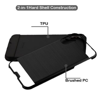 For Samsung Galaxy A54 5G Hybrid Brushed Metal Texture Rugged Slim Shockproof Dual Layers 2-Piece Hard PC + Soft TPU  Phone Case Cover