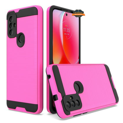 For Motorola Moto G Pure Rugged TPU Hard PC Brushed Metal Texture Hybrid Dual Layer Defender Armor Shock Absorbing  Phone Case Cover