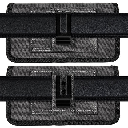 For Samsung Galaxy A42 5G Universal Horizontal Cell Phone Case Fabric Holster Carrying Pouch with Belt Clip and 2 Card Slots fit Large Devices 6.3" [Black Denim]