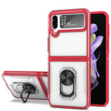 For Samsung Galaxy Z Fold 4 Clear Transparent Armor Defender Shockproof Hybrid with Ring Holder Kickstand  Phone Case Cover