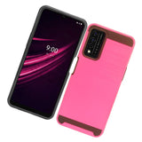 For T-Mobile /Metro Revvl V+ Plus 5G Brushed Texture Slim Hybrid Shockproof Dual Layer Hard PC & TPU Armor Rugged  Phone Case Cover