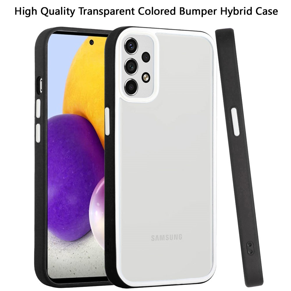 For Samsung Galaxy A73 5G Hybrid Transparent Colored Frame Bumper Hard Back Shockproof Slim TPU Silicone Protective  Phone Case Cover