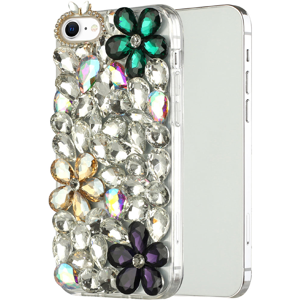 For Apple iPhone XR Bling Clear Crystal 3D Full Diamonds Luxury Sparkle Transparent Rhinestone Hybrid Bumper  Phone Case Cover