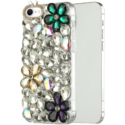 For Apple iPhone XR Bling Clear Crystal 3D Full Diamonds Luxury Sparkle Transparent Rhinestone Hybrid Bumper  Phone Case Cover