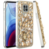 For Motorola Edge+ 2022 /Edge Plus Bling Clear Crystal 3D Full Diamonds Luxury Sparkle Rhinestone Hybrid Protective Gold Panda Floral Phone Case Cover