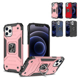 For Boost Mobile Celero 5G Armor Hybrid with Ring Holder Kickstand Shockproof Heavy-Duty Durable Rugged Dual Layer Hard PC Rose Gold Phone Case Cover