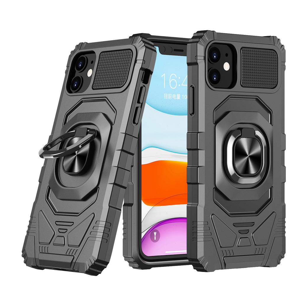 For Apple iPhone 11 (6.1") Hybrid 2in1 Dual Layer with Rotate Magnetic Ring Stand Holder Kickstand, Rugged Shockproof  Phone Case Cover