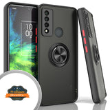 For TCL 20 XE Finger Ring Stand Holder Kickstand Hybrid Frosted Matte Silicone TPU Hard PC Frame Shock-Absorption Thin  Phone Case Cover