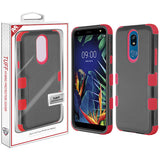 For LG K40 /Harmony 3 Hybrid Three Layer Hard PC Shockproof Heavy Duty TPU Rubber Anti-Drop Black Red Phone Case Cover