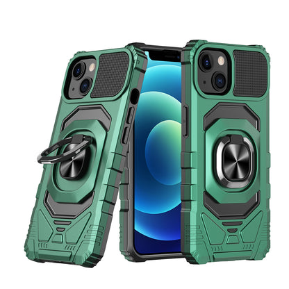 For iPhone 14 Pro (6.1") Hybrid Dual Layer with Rotate Magnetic Ring Stand Holder Kickstand, Rugged Shockproof  Phone Case Cover
