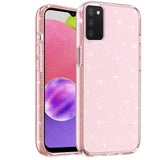 For Samsung Galaxy A03S Transparent Crystal Glitter Shiny Sparkle Bling Sjiny TPU Rubber Hard PC Back Hybrid Armor Frame  Phone Case Cover
