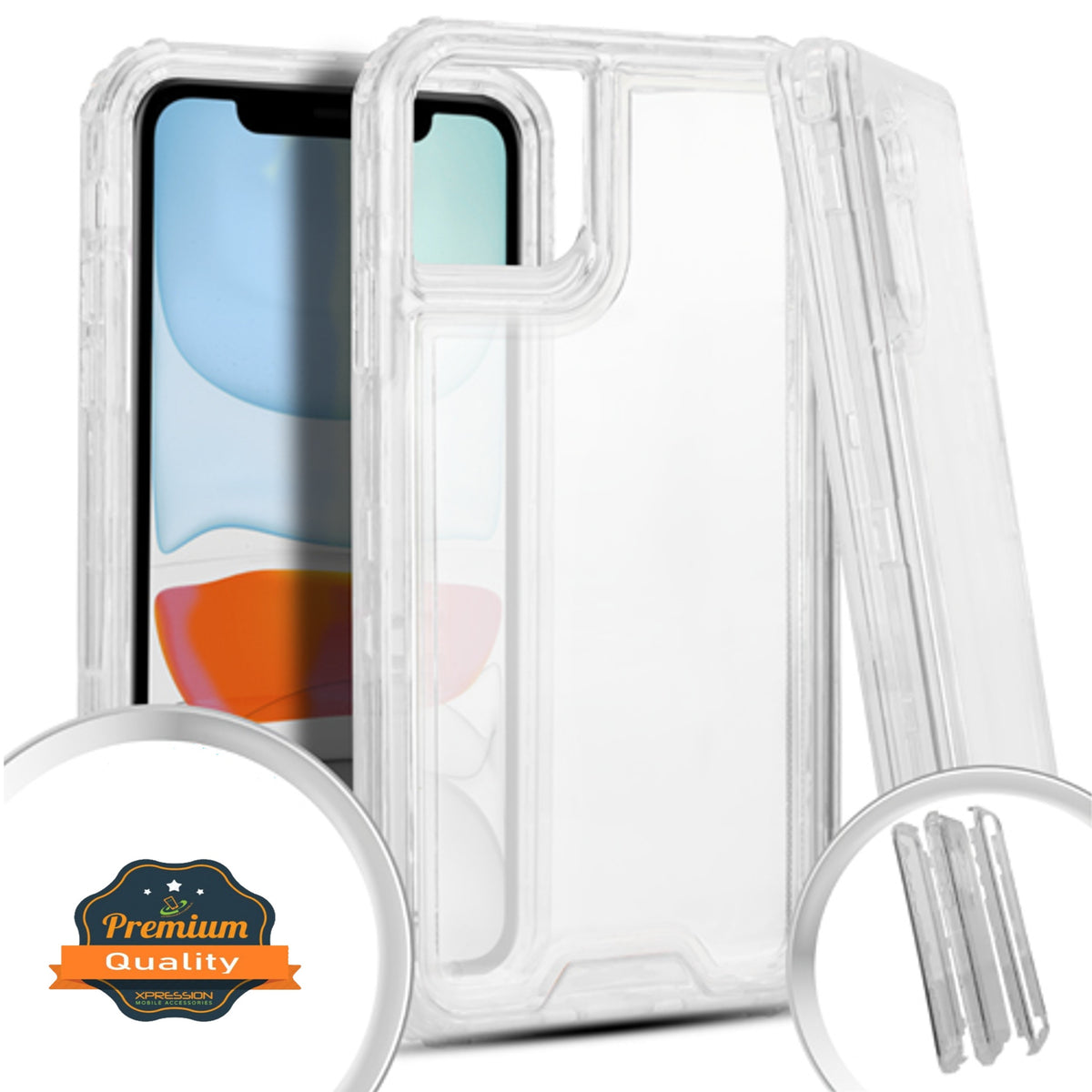 For Apple iPhone 14 Pro (6.1") Heavy Duty Transparent Clear 3 in 1 Hybrid Shockproof Full Edge Hard PC Front Frame Bumper Clear Phone Case Cover