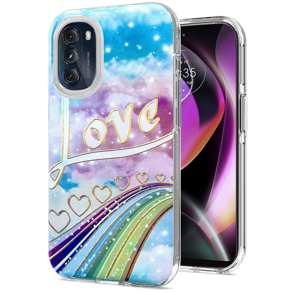 For Apple iPhone 14 Pro Max (6.7") Stylish Gold Layer Design Hybrid Rubber TPU Hard Shockproof Armor  Phone Case Cover