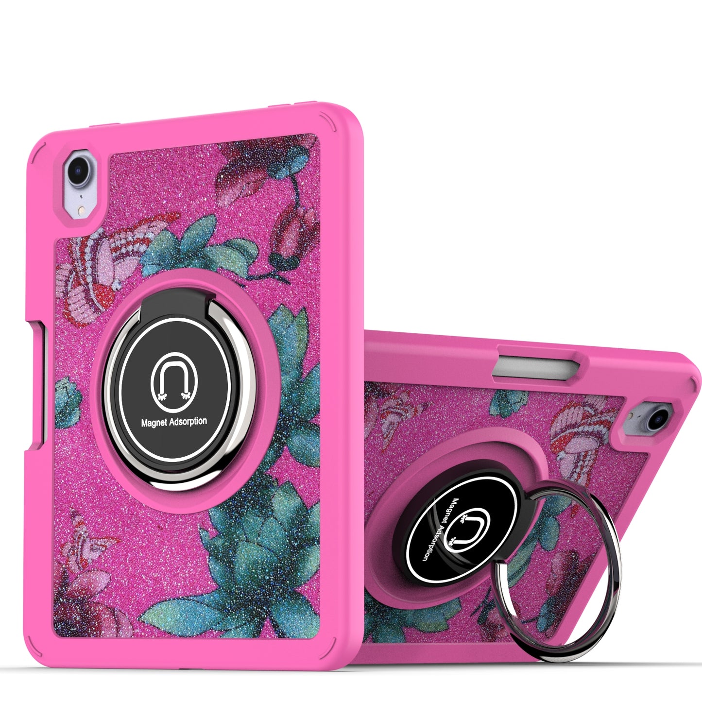 Case for Samsung Galaxy Tab A7 (10.4 inch) Slim Hybrid with Ring Magnetic Stand Holder Kickstand Frame Bumper Drop proof Tablet Pink Flowers Tablet Cover