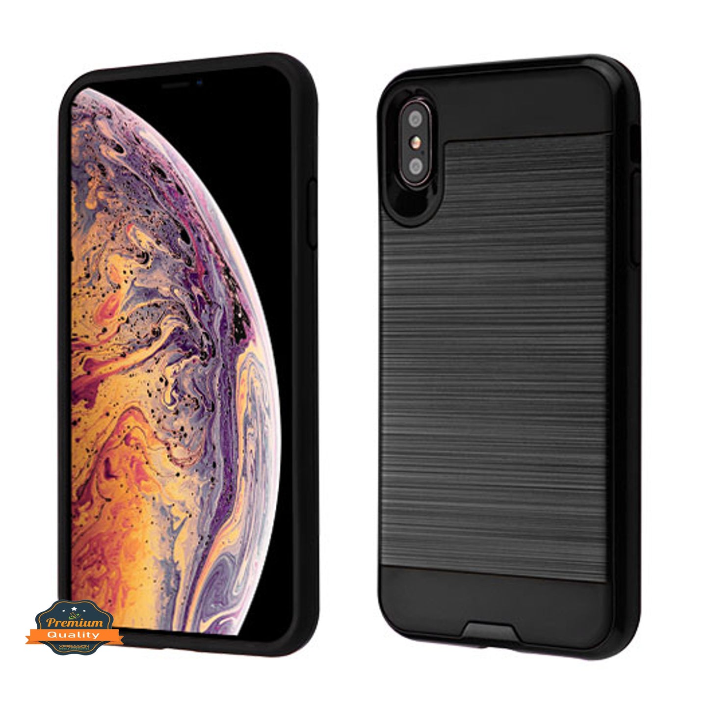 For Samsung Galaxy A54 5G Hybrid Brushed Metal Texture Rugged Slim Shockproof Dual Layers 2-Piece Hard PC + Soft TPU  Phone Case Cover