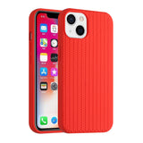 For Apple iPhone 13 (6.1") Ultra Thin Silicone Rubber Stripe Woven Design Pattern Hybrid TPU Gel Rugged Drop Protection  Phone Case Cover