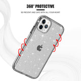 For Apple iPhone 13 /Pro Max Mini Transparent Glitter Bling Sparkly Hybird Hard PC Shell & Soft TPU Shock-Absorption Bumper  Phone Case Cover