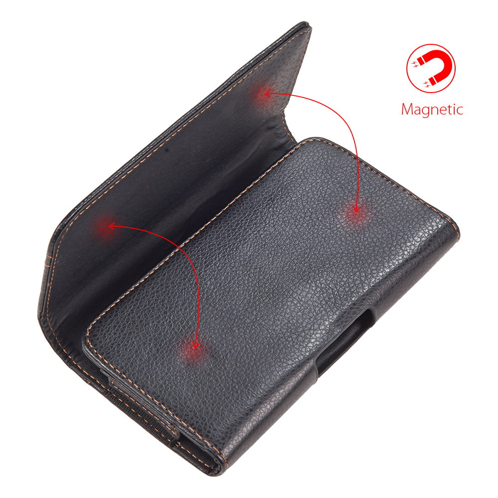 For Samsung Galaxy A23 5G Universal Horizontal PU Leather Phone Holster Case with Belt Holder Clip / Loops Pouch Sleeve Carrying Cover [Black]