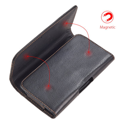For Samsung Galaxy A23 5G Universal Horizontal PU Leather Phone Holster Case with Belt Holder Clip / Loops Pouch Sleeve Carrying Cover [Black]