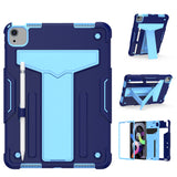 Case for Apple iPad Air 4 / iPad Air 5 / iPad Pro (11 inch) Tough Hybrid Kickstand Vertical 3in1 Shockproof Anti-Scratch PC + Silicone Armor Blue Tablet Cover