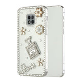 For Apple iPhone SE 3 (2022) SE/8/7 Bling Clear Crystal 3D Full Diamonds Luxury Sparkle Rhinestone Hybrid Perfume Hearts Flower Phone Case Cover