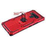 For LG K51 / Reflect Rugged Shockproof Hybrid Armor with Finger Ring Stand Holder Red Phone Case Cover