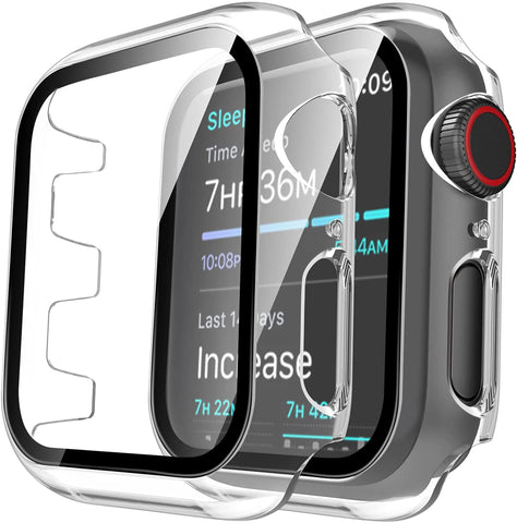 For Apple Watch 44mm Ultra Clear Transparent PC with Built in Screen Protector Snap-on Full Coverage Shell Rubber TPU + Hard PC Frame for iWatch Series SE/6/5/4 Clear Phone Case Cover