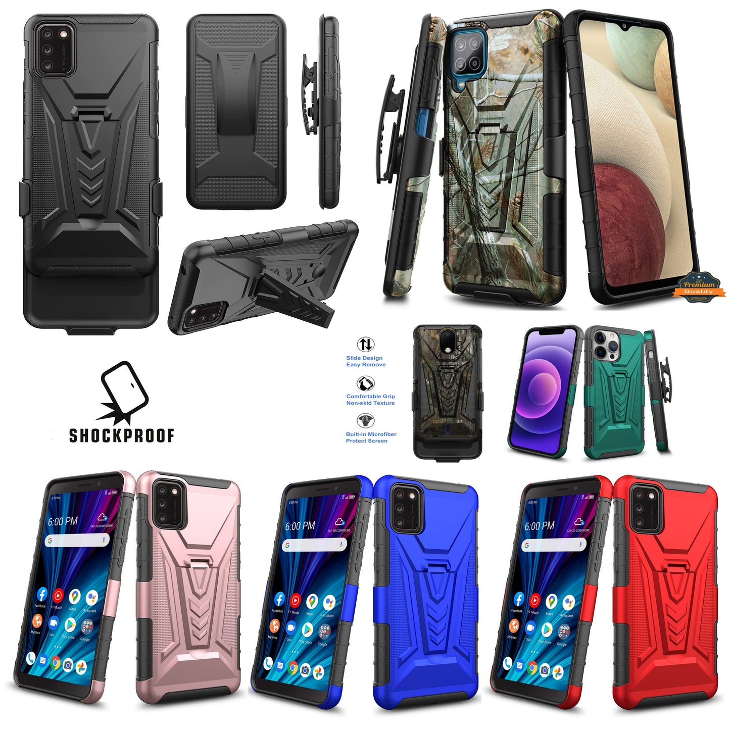 For Apple iPhone 14 Pro Max (6.7") Swivel Belt Clip Holster with Built-in Kickstand, Heavy Duty Hybrid 3in1 Shockproof  Phone Case Cover