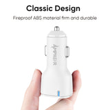 Car Adapter Dual Port QC 3.0 + PD 20W Fast Charging Adapter Universal Lighter Adapter Compatible with Apple, iPhone, iPad Mini/Pro, Samsung, Google & More - White