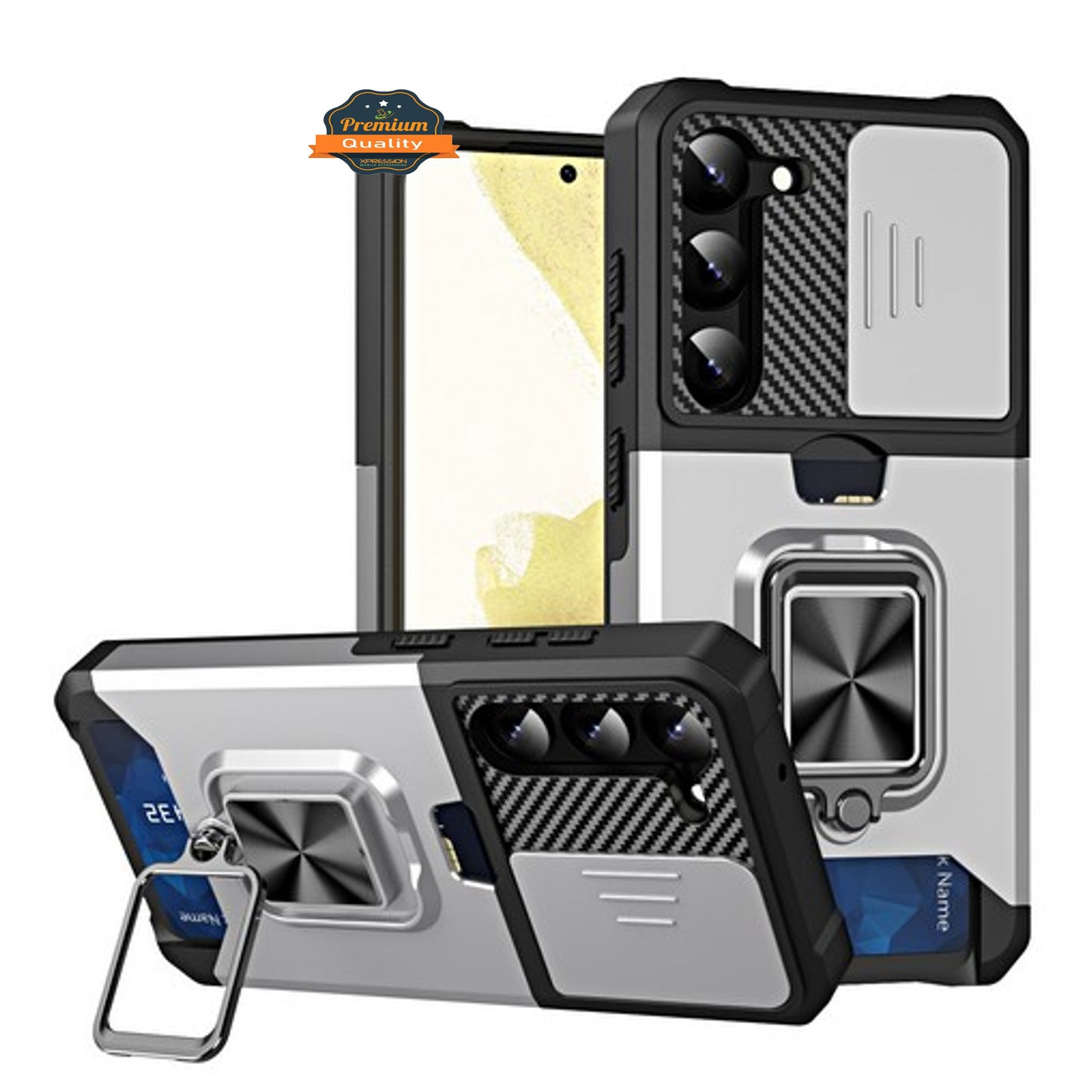 For Samsung Galaxy S23 /Plus /Ultra Wallet Case Designed with Camera Protection, Card Slot & Ring Kickstand Magnetic Car Mount  Phone Case Cover