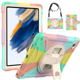 Case for Apple iPad Air 4 / iPad Air 5 / iPad Pro (11 inch) Milary Grade Shockproof Protector Silicone with Pencil Holder + Handle + Shoulder Strap + Rotating Kickstand Colorful Rainbow Tablet Cover